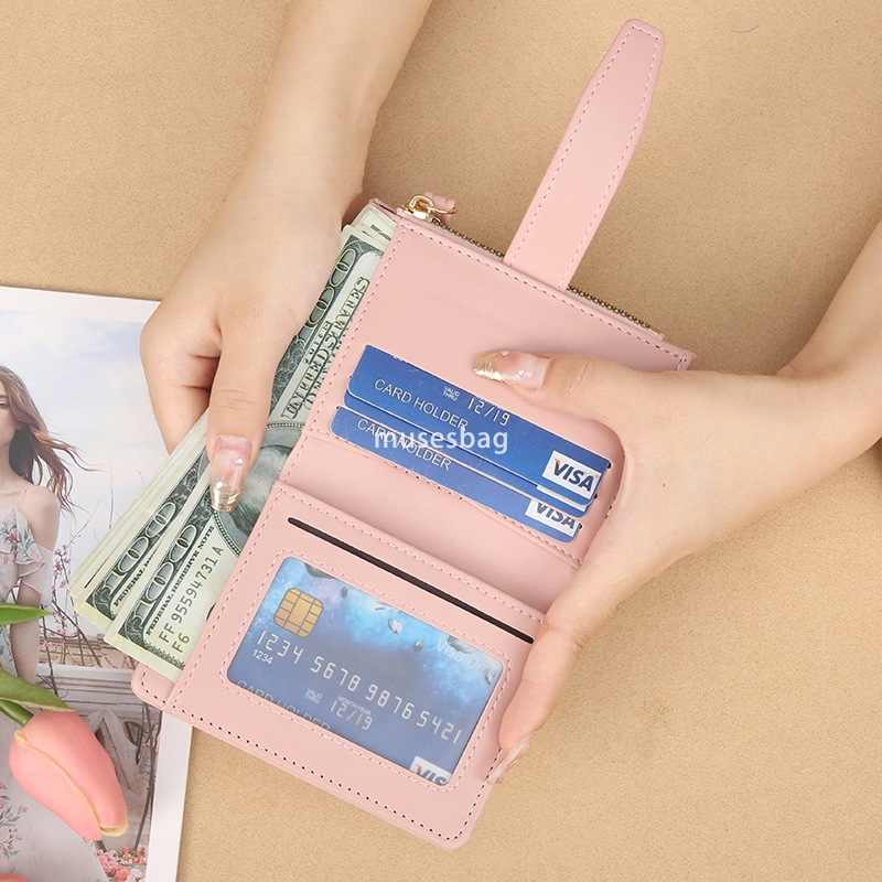 Korean Women's Fashionable Small Wallet Solid Color Simple Casual Zipper Multi Card Practical Large Capacity Student Small Fresh New Wallet Zero 