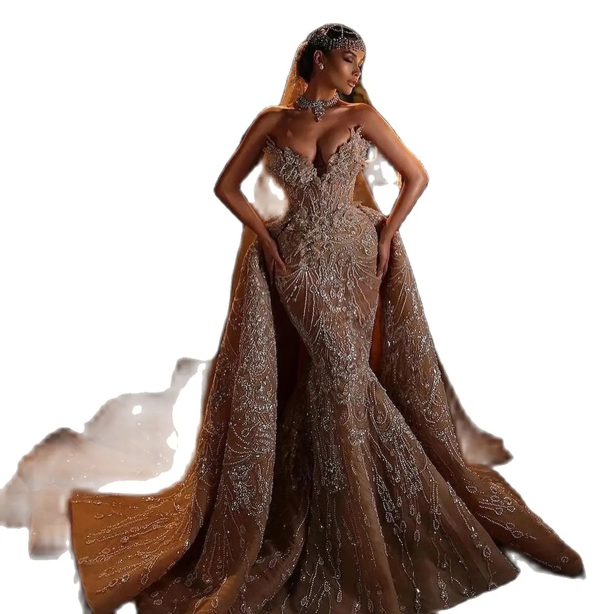 Fashion Strapless Wedding Dresses Dr Sequined Applique Bridal Gowns Glitter or Length Robe De Mariee Custom Made