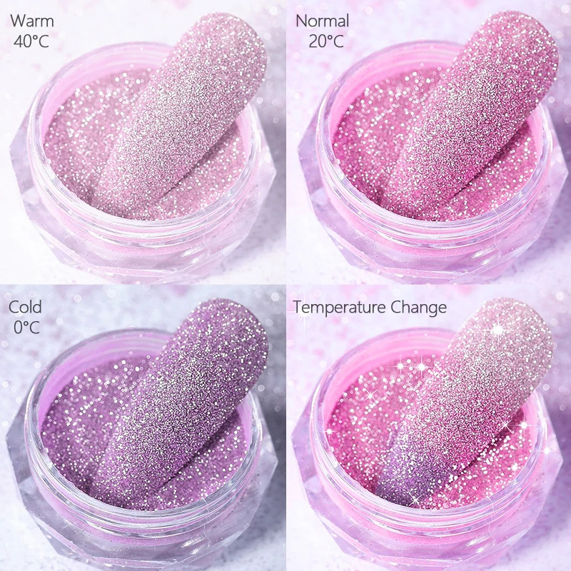 1Box Reflective Thermal Nail Powder Glitter Color Change Shinning Crystal Rhinestone Sequin Pigment UV Gel Polish Decoration DIY 240625