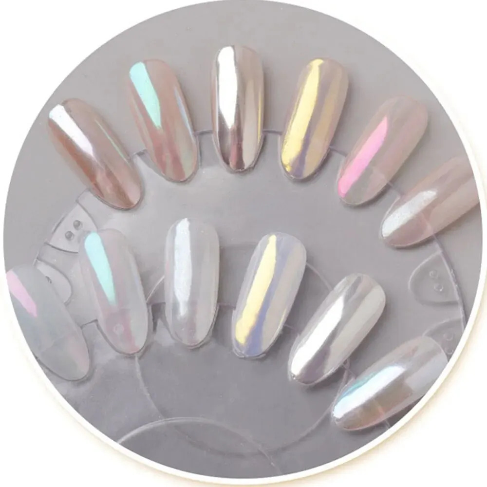 1Box Moonlight Pearl Nail Powder Aurora Shimmer Mirror White Chrome Pigment Holographic Rub Dust Gel Polish Manicure Decoration 240625
