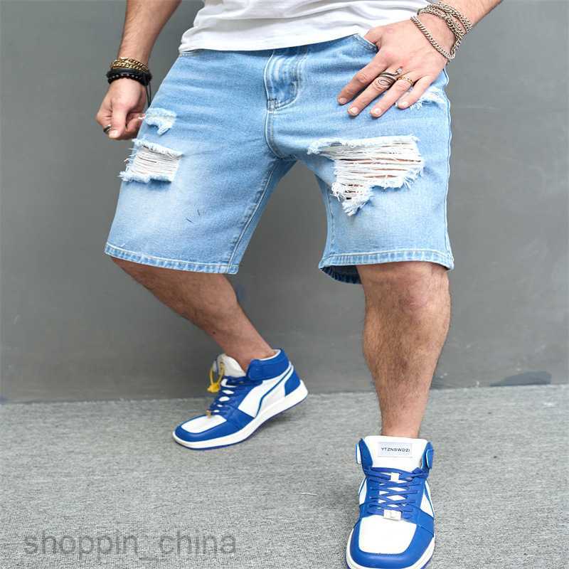 Men's Shorts Summer Male 5-point Casual Broken Trendy Pants Scratched Beggar Shorts Self portrait