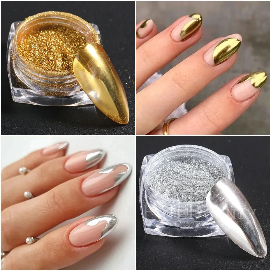 23 Colors Metallic Chrome Nail Powder Set Y2K Magic Mirror Gold Silver Decor Rubbing Glitter Pigment Flakes Manicure Accessories 240625