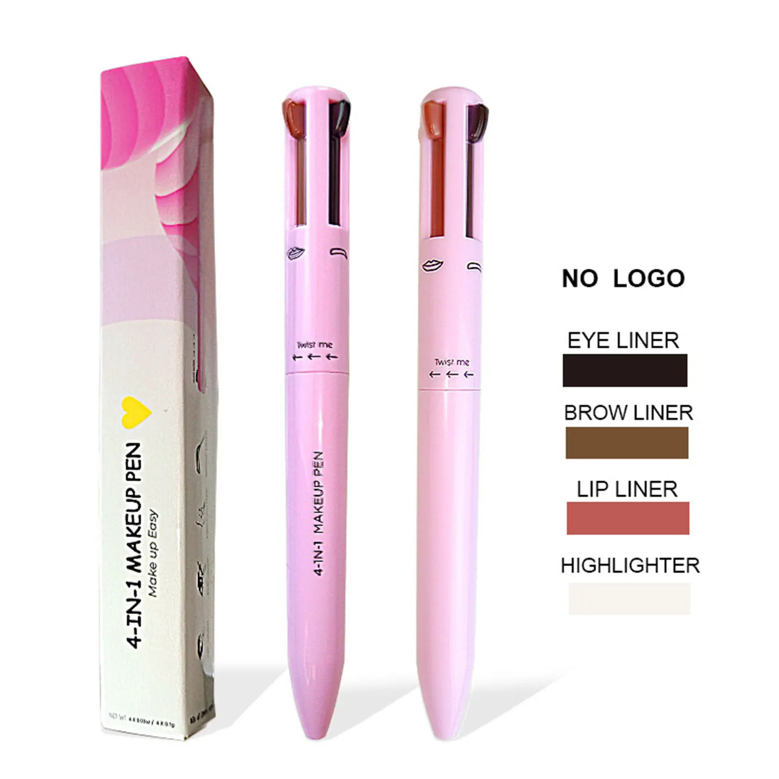 4 In 1 Eyebrow Eyeliner Lip Liner Highlighter Pencil Waterproof Drawing Eye Brow Long Lasting Sweatproof Makeup Cosmetic Tools 240625