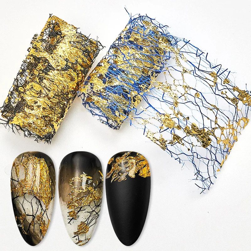 3D metal wire mesh nail stickers gold and silver tape metal stickers metal wire mesh stickers 240625