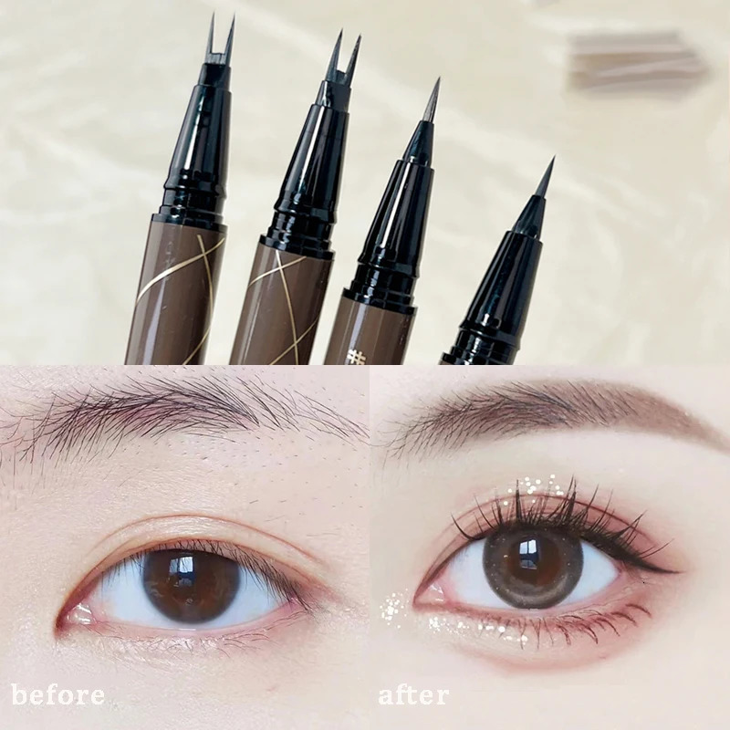 Double Forked Tip Liquid Eyeliner Lower Eyelash Pen 2 In 1 Quick Dry Smooth Ultra Fine 2 Points Eye Liner Lower Lash Pencil 240625