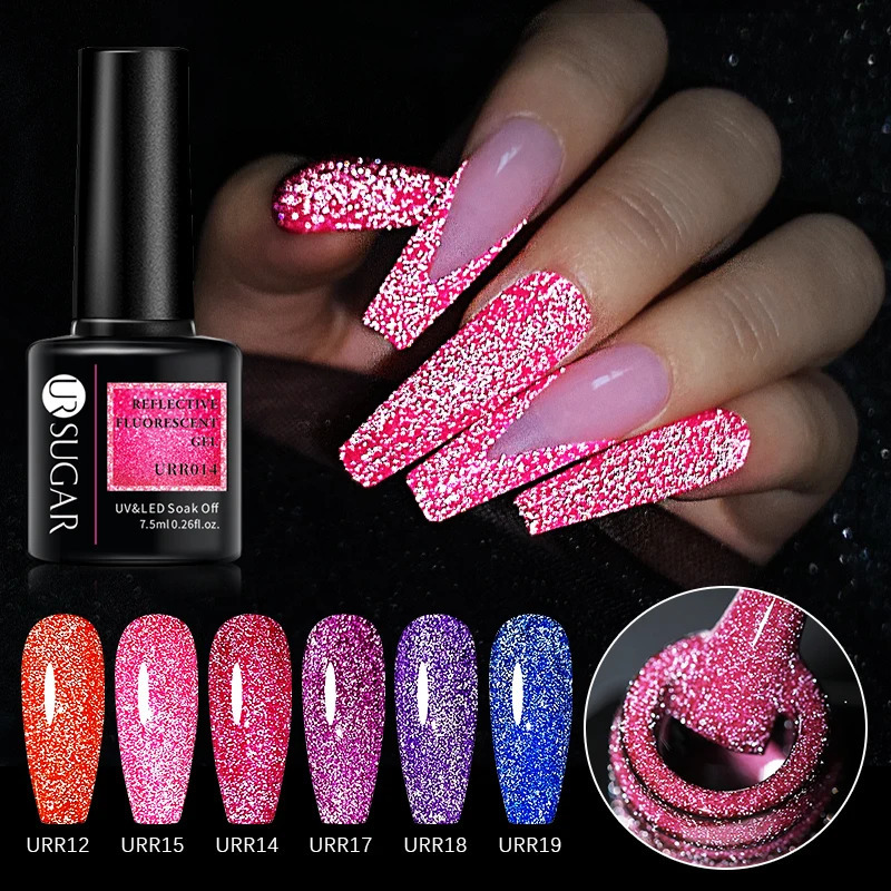 UR SUGAR 7.5ml reflective glitter gel nail polish winter color glitter sequins soap UV LED varnish nail art decoration 240625