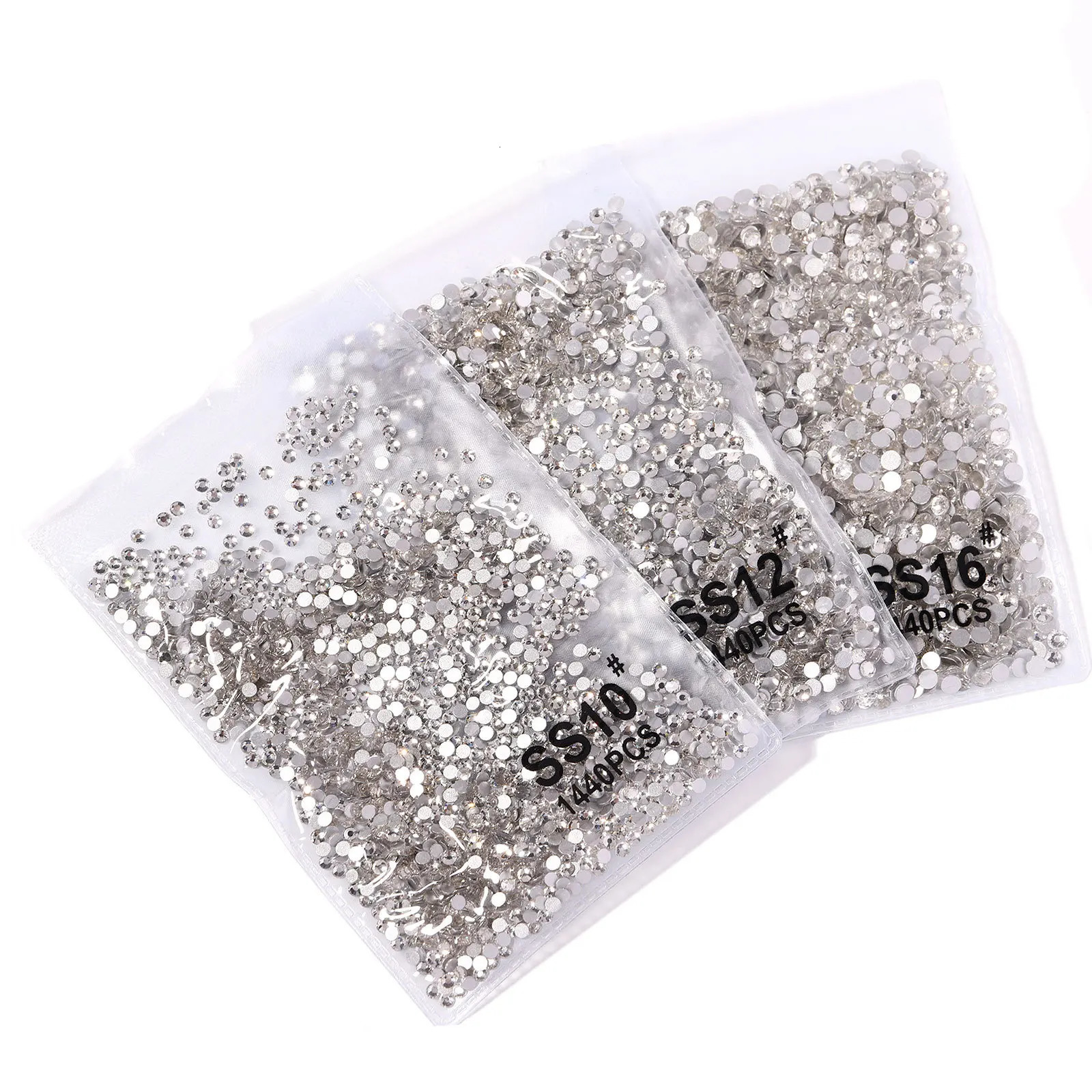 144/288/1440pcs SS3-SS50 Crystal AB Transparent Nail Rhinestone Non Flat Back Stone DIY Stretch Nail Art Decoration Accessories 240625