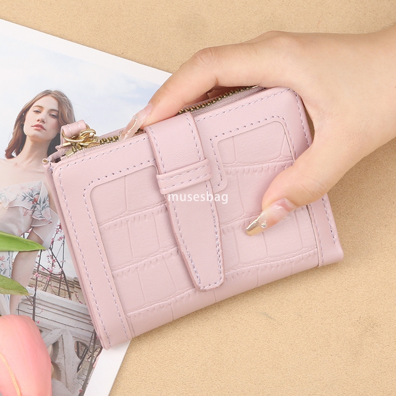 Korean Women's Fashionable Small Wallet Solid Color Simple Casual Zipper Multi Card Practical Large Capacity Student Small Fresh New Wallet Zero 