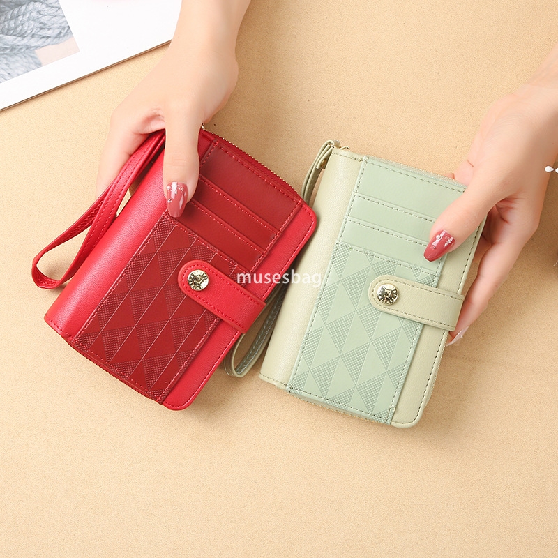 Fashionable women's designer new Korean lightweight and practical wallet short wallet leather jacket stylish and versatile large capacity change 