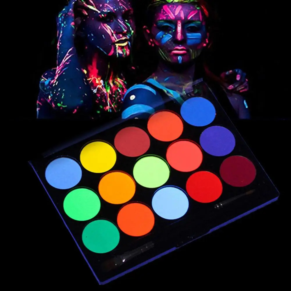 Safe Face Painting Kit Face Painting Kit High Pigmented Water Based Face Body Painting Kit 15 Color Eyeshadow Palette for Glow 240626