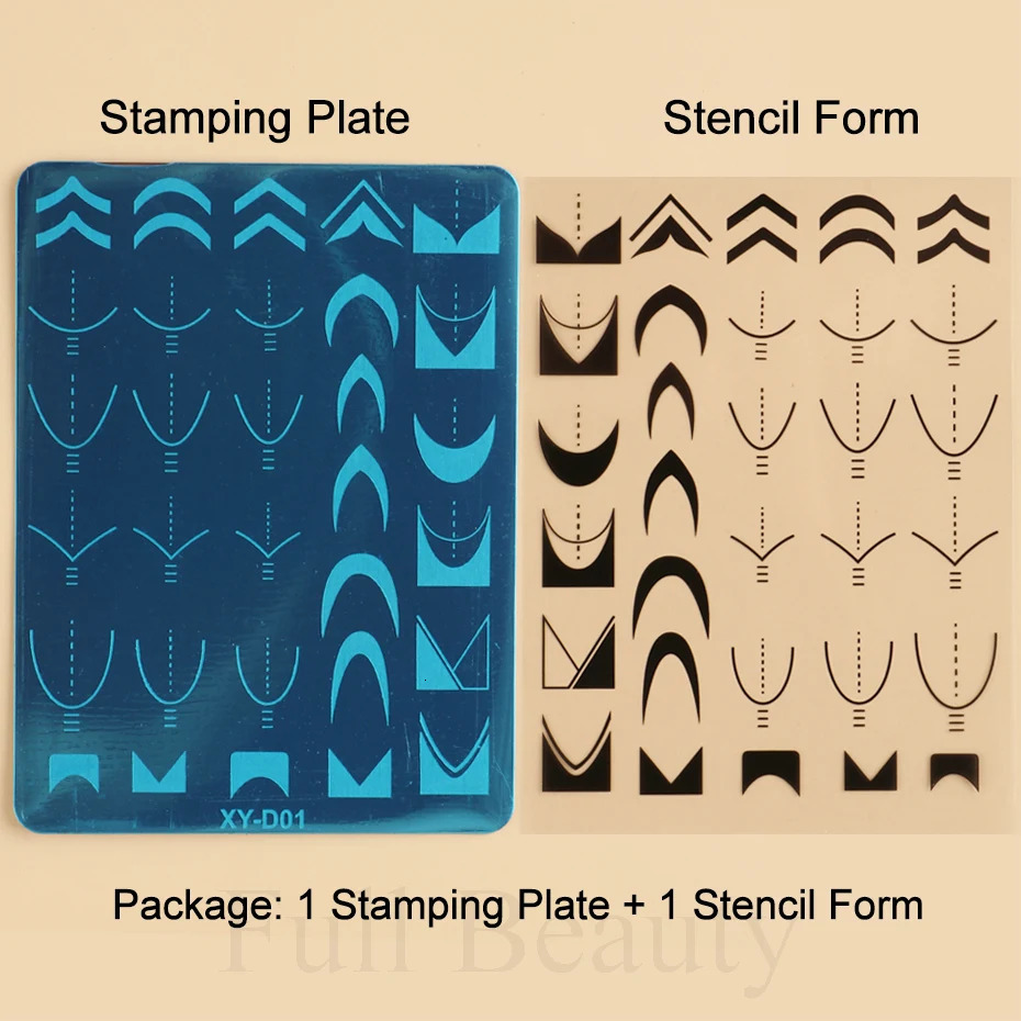French line tip nail stamping plate template shape geometric mosaic nail art stamping template gel polishing printing plate 240625