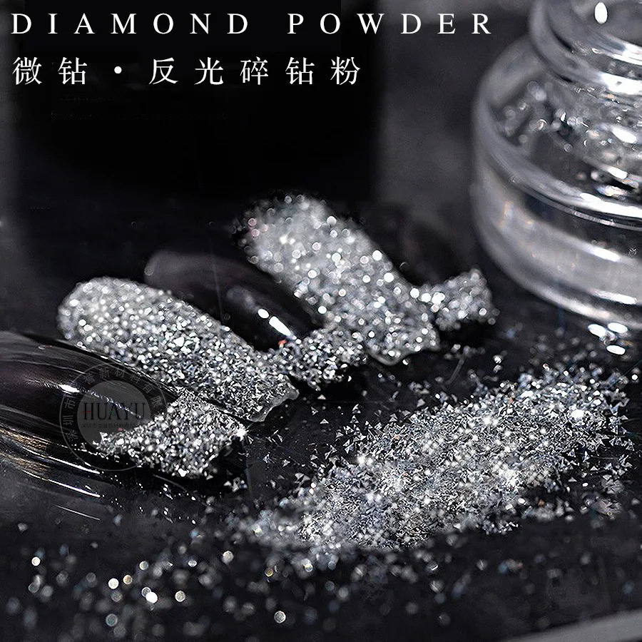 1box Reflective Diamond Glitter Powder Holographic Sparkling Crystal Rhinestones Sequins Chrome Gel Polish Pigment Dust Manicure 240625