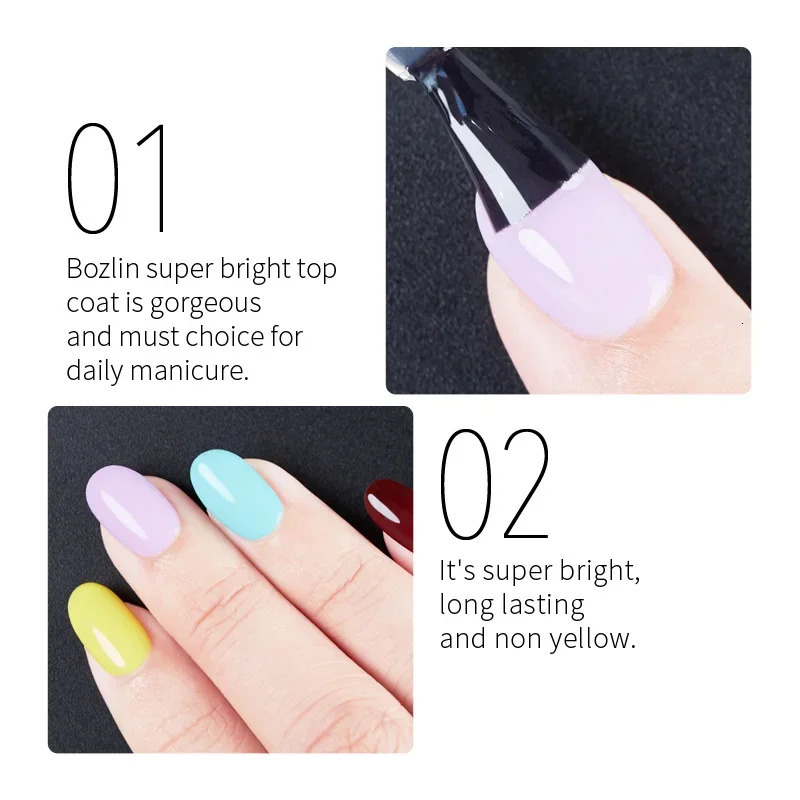 BOZLIN 15ML Super Top Coat Function Gel No Wipe Matte Top Gel Transparent Soak Off UV LED Nail Art Manicure Gel Varnish Primer 240625