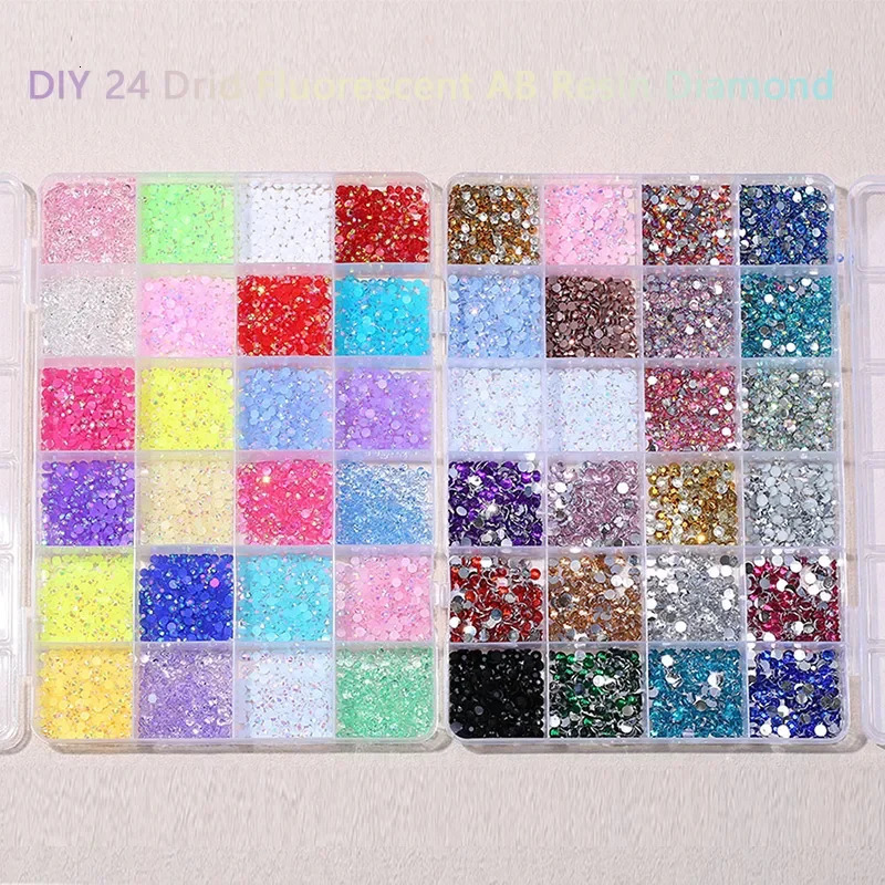 3500 circular resin flat bottomed colorful sparkling Rhinestone DIY 3D nail art decorative accessories 240625