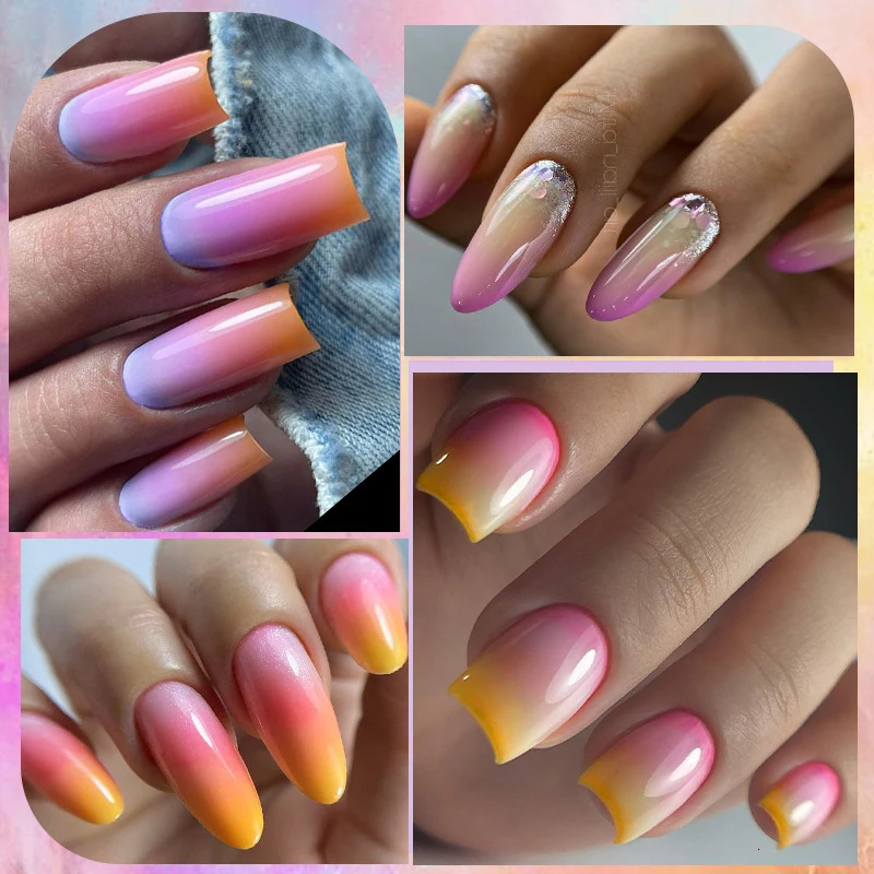 LILYCUTE gel nail polish Nude Pink Winter Grey Gradual Temperature Change Durable Nail Art gel Varnish 240625