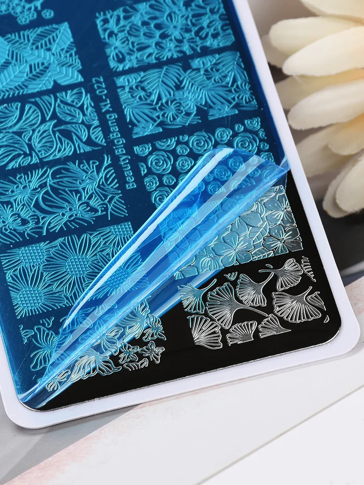BeautyBigBang Flower Nail Art Stamping Board Butterfly Plant Leaves Stainless Steel Nail Stamping Template Handmade Tool 240625