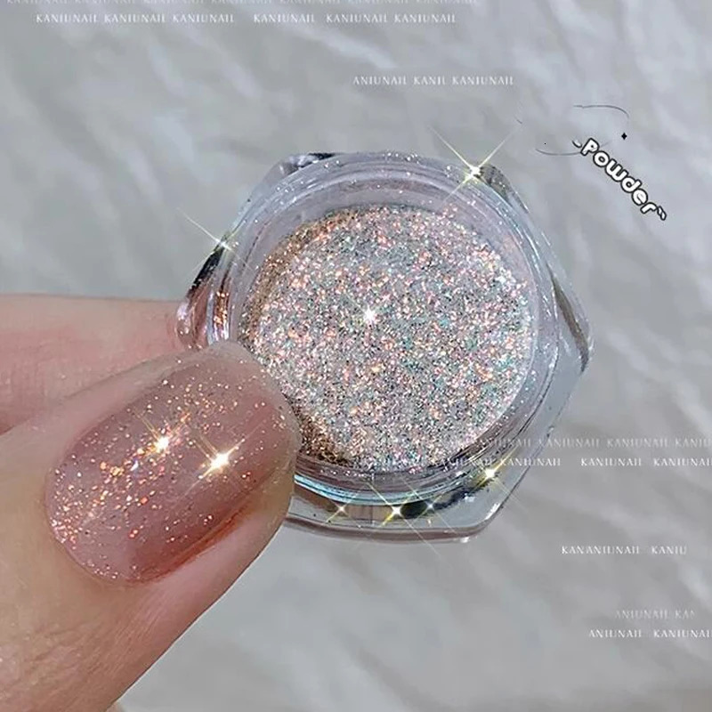 1Jar Aurora Broken Diamond Nail Powder Holographic Iridescent Aurora Powder Mermaid Pigment Glitter Nail Art Chameleon Powder 240625