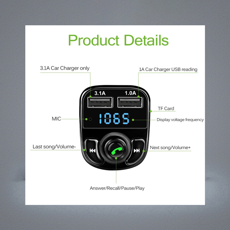 2025 new FM Transmitter Aux Modulator Bluetooth Hands Kit o MP3 Player with 31A Quick Charge Dual USB Car Charger2217621 Free shipping