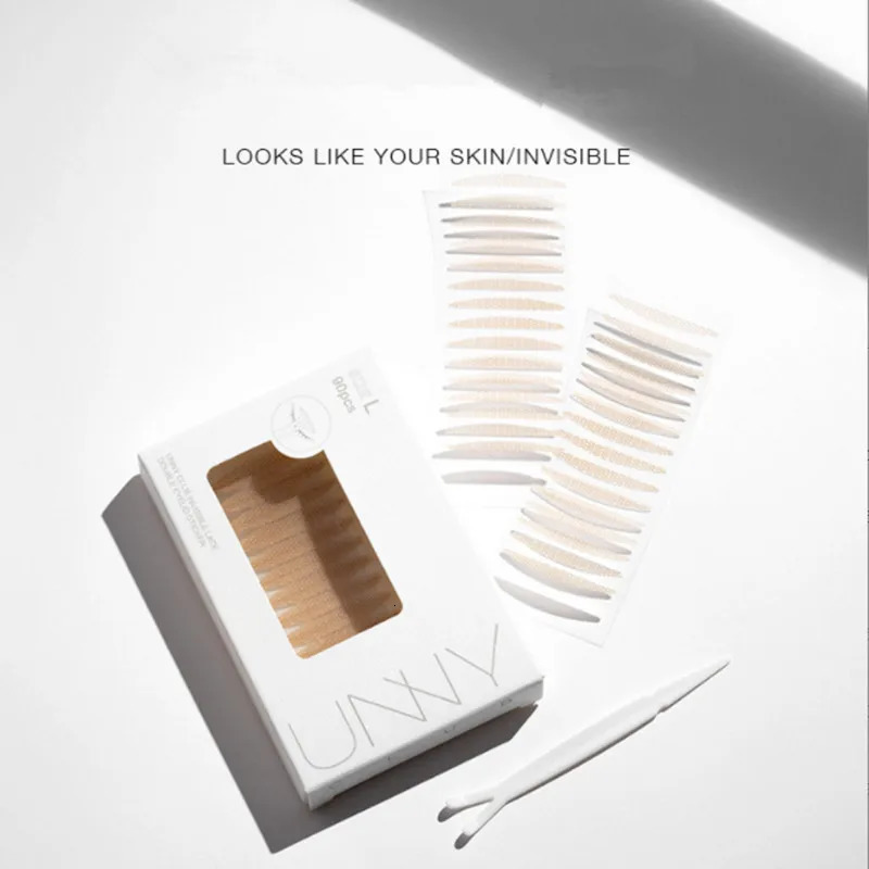 U N Y Eyelid Tape Sticker Invisible Double Fold Eyelid Paste Beige Stripe Self-adhesive Natural Eye Tape Makeup Tool 240626
