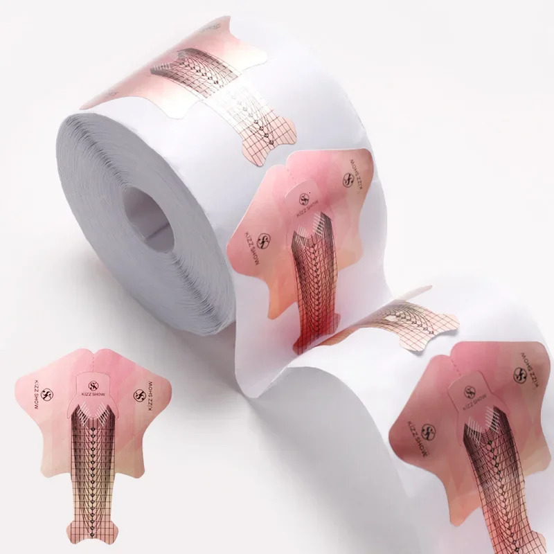 100pcs French Nail Form Tips Pink Nail Extension Art Tools For Nails Gel Extension Sticker Acrylic Manicure Paper Holder 240625