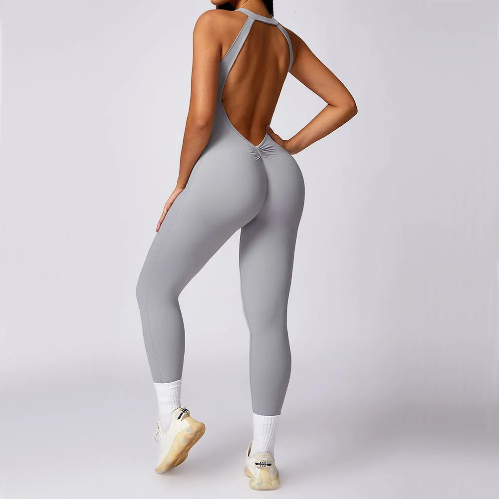 Romper Backless Workout Jumpsuit Fiess Bodysuit Siamese Sportswear Women Tracksuit Gym Clothes One-piece Playsuit Yoga Set 240625