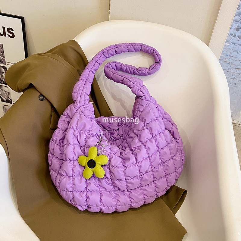 Cloud Folded Big Bag Korean Version Fashionable Large Capacity Bubble Tote Bag Casual One Shoulder Crossbody Dumpling Bun