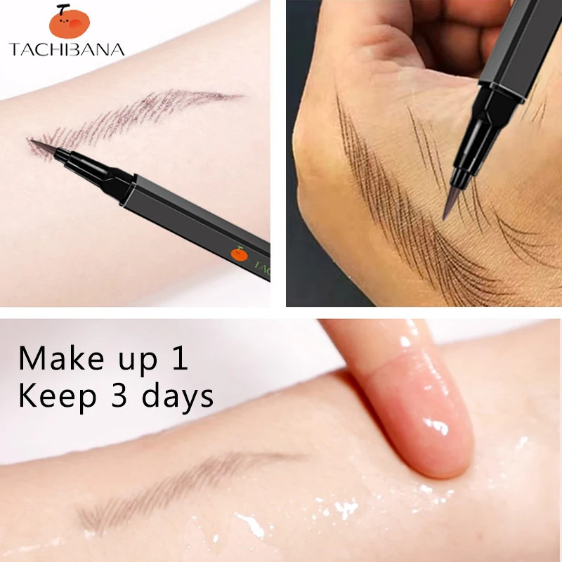 Liquid Eyebrow Pencil 0.01mm Soft Brush Waterproof Long Lasting Microblading Ultra Fine Brown Eye Brow Liner Pen Makeup 240625