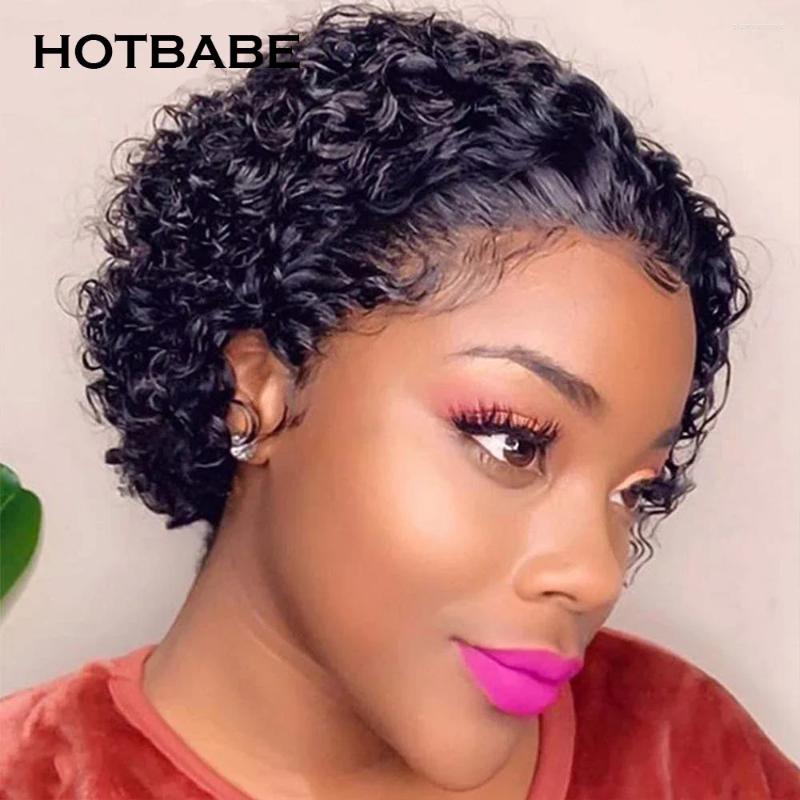 13x4 Lace Pixie Cut Wig Short Curly Bob Transparent Wigs For Women Honey Blonde Frontal Brazilian Preplucked 180%