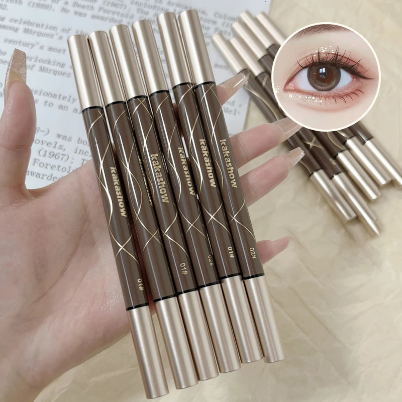 Double Forked Tip Liquid Eyeliner Lower Eyelash Pen 2 In 1 Quick Dry Smooth Ultra Fine 2 Points Eye Liner Lower Lash Pencil 240625
