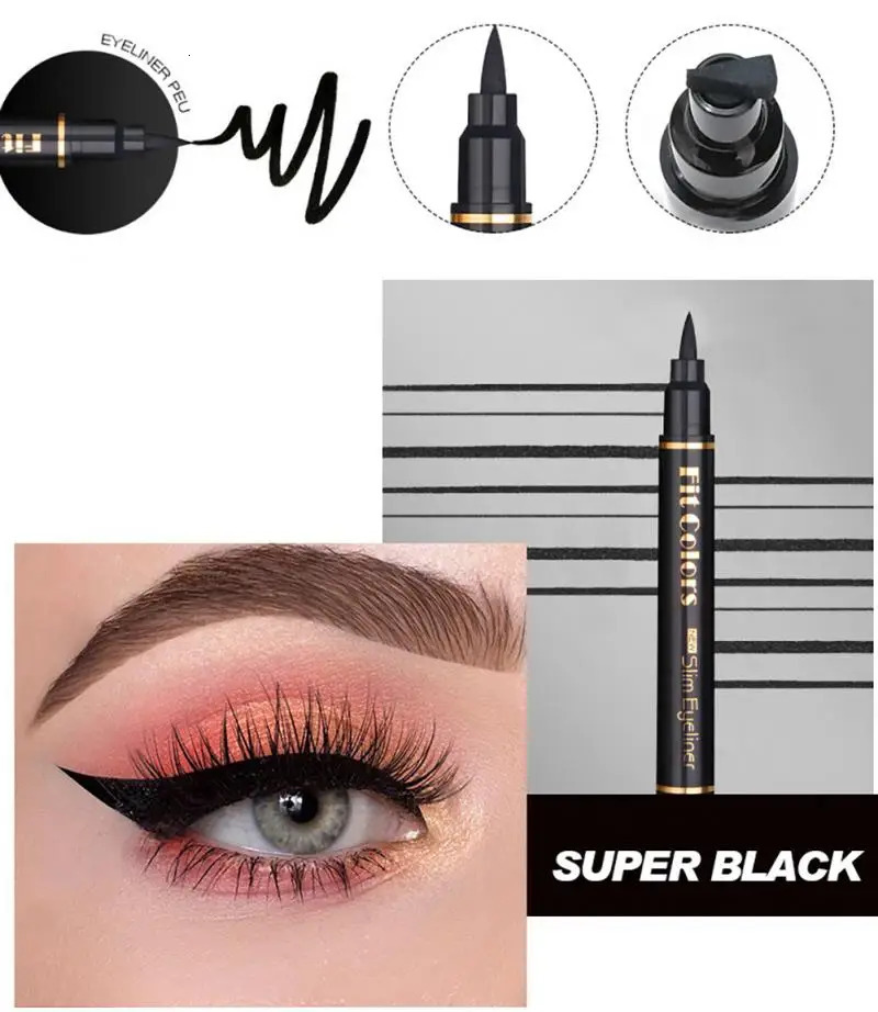 2 In1 Eyeliner Stamp Liquid Eyeliner Pencil Waterproof Quick Dry Eye Liner Pencil Makeup Stamps Seal Pen Stamp Eye Liner TSLM1 240625