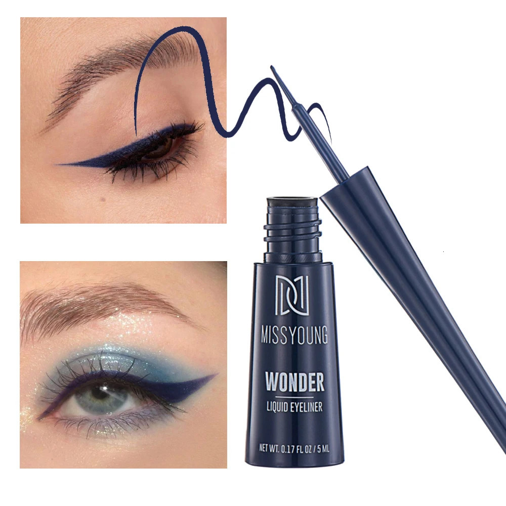 3-Color Matte Eyeliner In Grey Blue Black For Gray Look Waterproof Fade-Proof Formula Easy To Apply Brush Y2K Liquid Eyeliner 240626