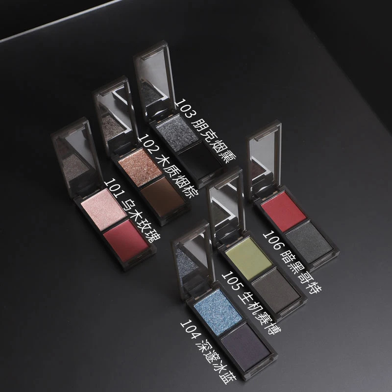 2 Colors Eye Shadow Palette Matte Glitter Eyeshadow Gothic Red Black Pigments Waterproof Earth Color Shimmer Portable Cosmetics 240625