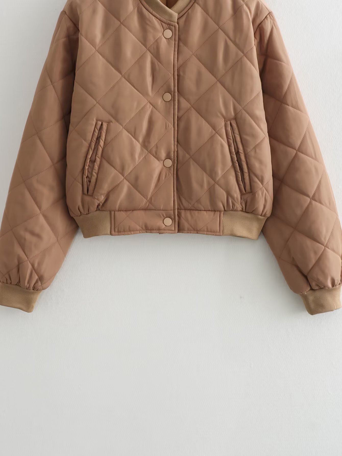 Multicolor Bomber Jackets for Women 2024 Quilted Jacket Coat Female Stand Collar with Pockets Chic Warm New Outerwear F6.26#58