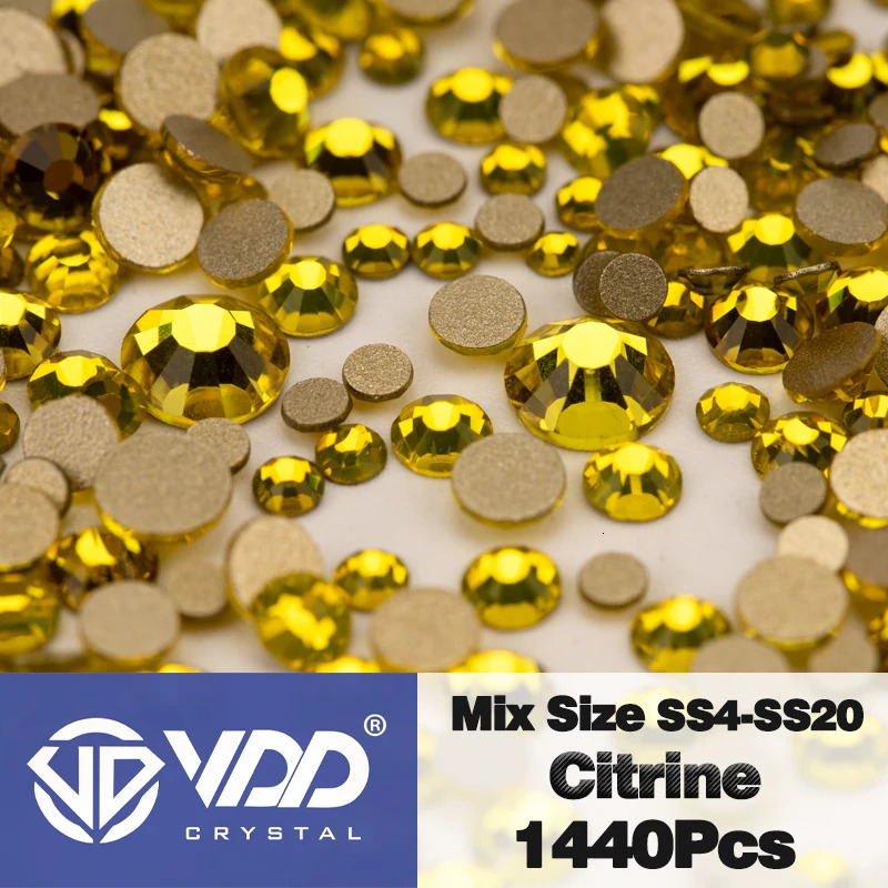 VDD SS4-SS20 Mix Size Clear Crystal Non-fix Gold FlatBack Rhinestones Decorations DIY Glitter Stones 3D Nail Art Accessories 240625