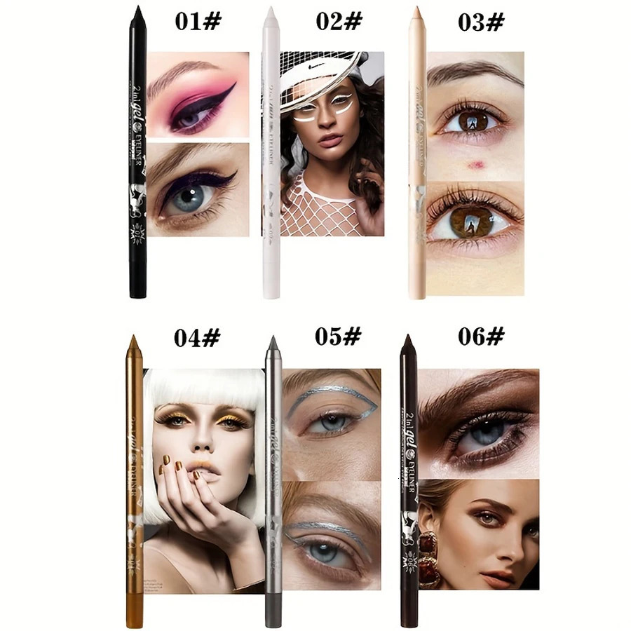 10 Colors Waterproof Eyeliner Pen Long-Lasting Concealer And Lip Liner Gel Pen Sweatproof And Smudge Proof 240625
