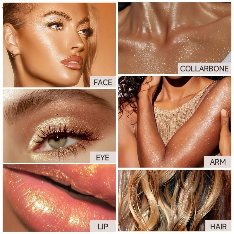 Highlighter Powder Spray Waterproof High Gloss Glitter Body Bronzer Highlight Powder Face Contour Makeup 240625