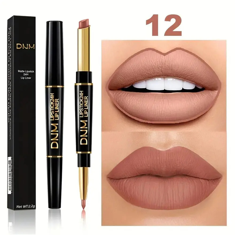 Double-ended Non-stick Cup Long Lasting Lipstick Lip Liner High Pigmented Waterproof Valentines Day Gifts 240625