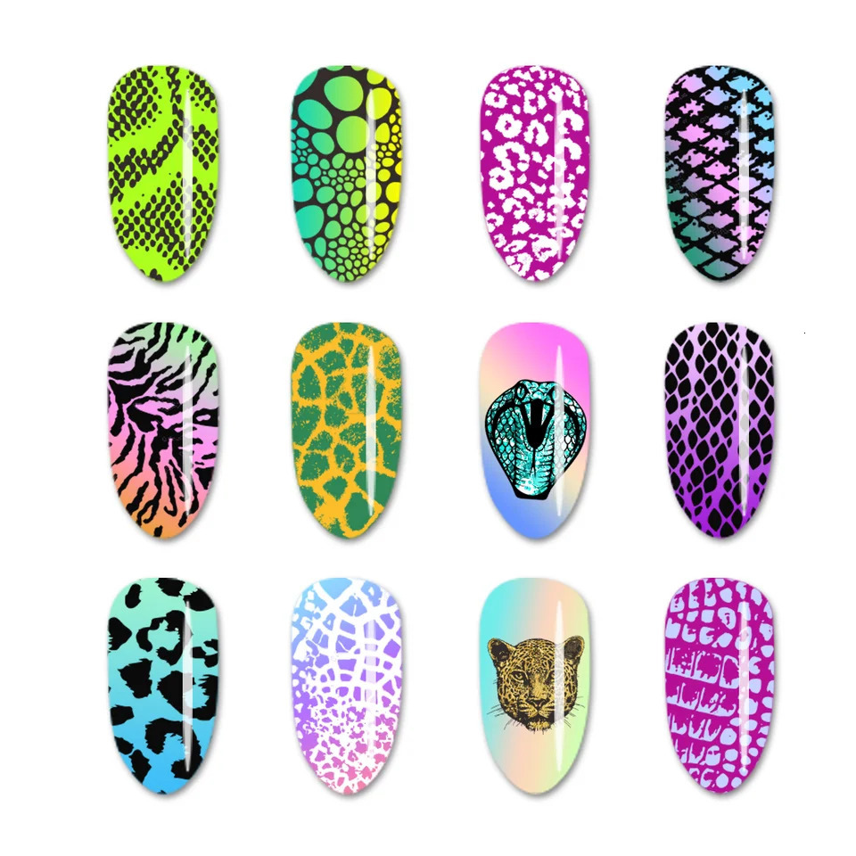 BeautyBigBang Animal Image Nail Art Stamping Board Tiger Spotted Horse Leopard Printed Stainless Steel Animal Texture Nail Art Template 240625