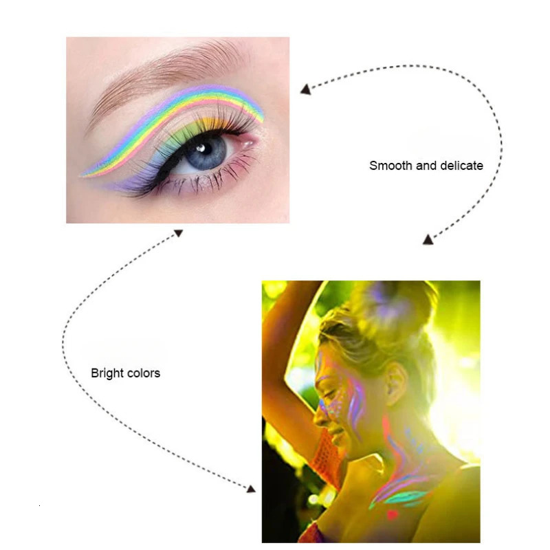 8-Color Water-Soluble Fluorescent Body Paints Halloween Dark Night Glow Paintbrush DIY Quick Dry Camouflage Paste Eyeline Makeup 240626