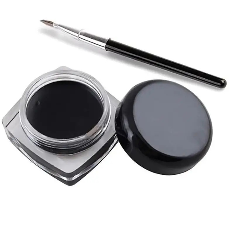 Black Eyeliner Cream Waterproof Beauty Cosmetics Long Lasting Eyeliner Gel Eyeshadow Makeup Tools With Brush Set Eye Liner 240626