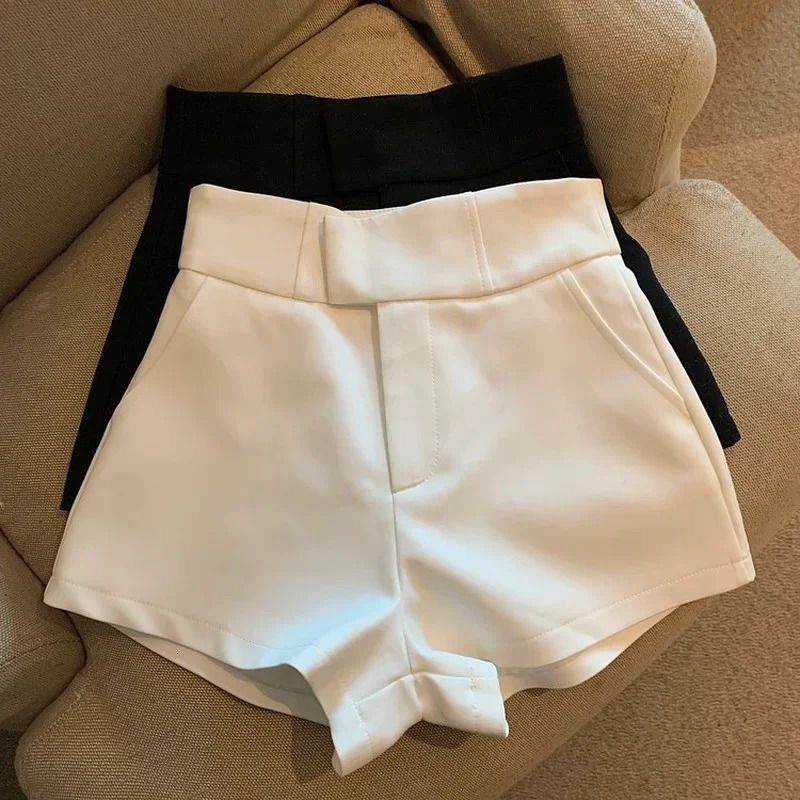 Sexy White Tailored Trousers Short Casual High Waist Black Shorts Pants Women Wide Leg Bottom Y2K Streetwear Ropa Mujer 240626