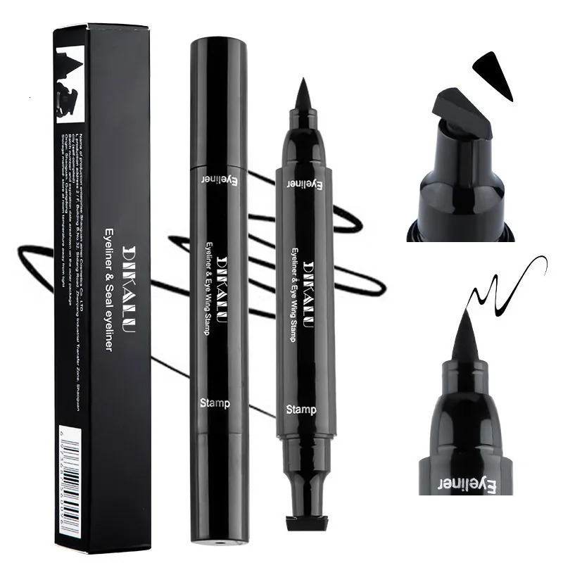 Black Double-ended Quick-drying Triangle Star Seal Eyeliner Pen Waterproof Lasting Non-smudge Liquid Eye Liner Pencil Cosmetic 240625