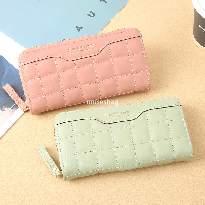 Fashionable women's high-quality wallet long new Korean version trendy and cute simple and fresh student three fold multifunctional zipper leathe