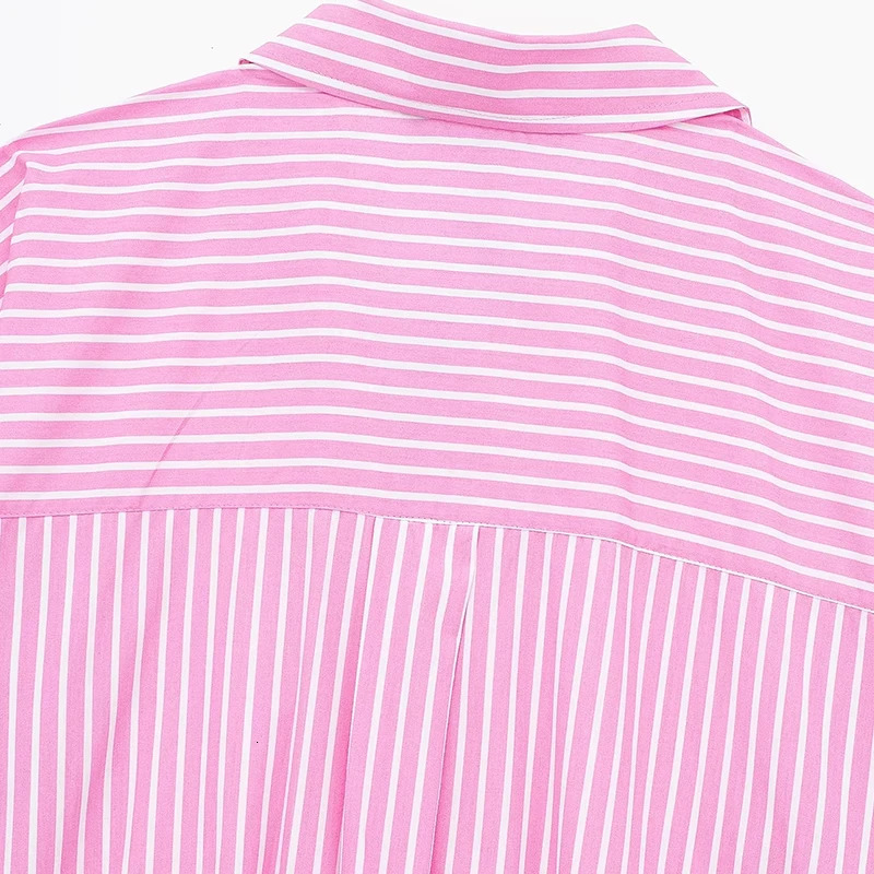 Pink Shirts Womens Blouses Striped Long Sleeve Tops Casual Loose With Button Summer inszartrafz Shirt Mujer Blusas y2k Top 240626