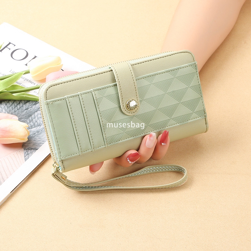 Fashionable women's high-end feeling new atmosphere retro style Korean wallet long wallet leather wallet classic and practical large capacity cha