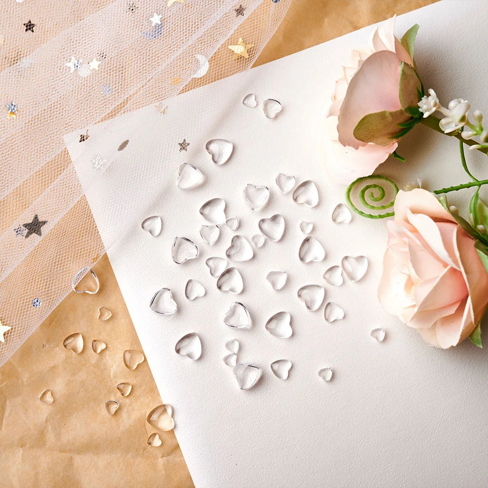 100 pieces of 3D transparent love charm used for nail art decoration transparent resin nail charm rhinestone jewelry for ergonomics 240625