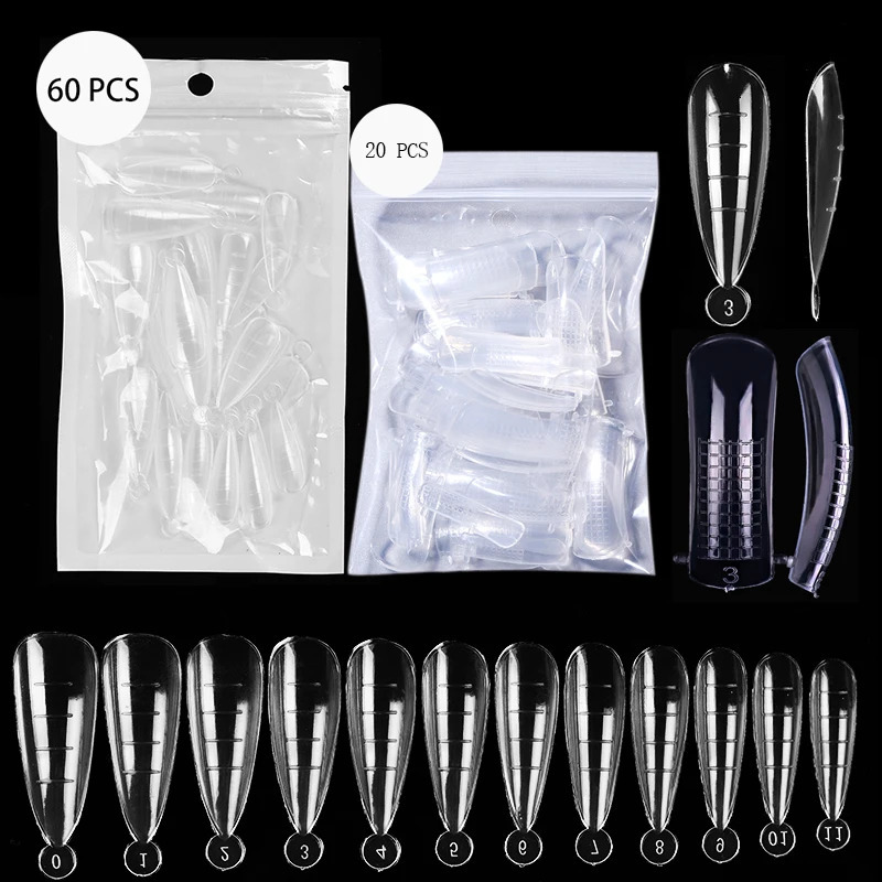 Nail Dual Form False Tips Extension for Tips Building Nail Gel System UV Acrylic DIY Forms False Nails Mold Clip Tools Kit 240625