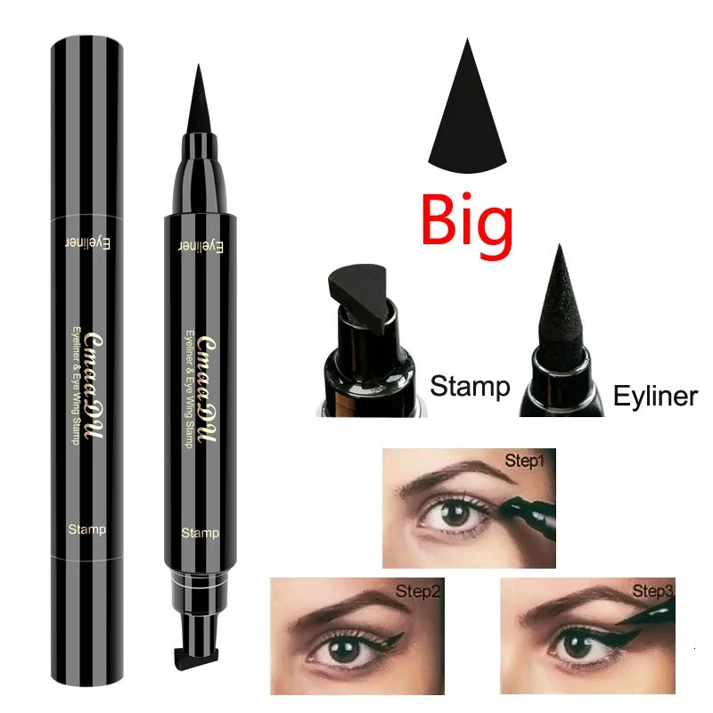 Double Head Eyes Liner Liquid Make Up Pencil Waterproof Black Makeup Stamps Eyeliner Pencil Lasting Eye Cosmetic 240626