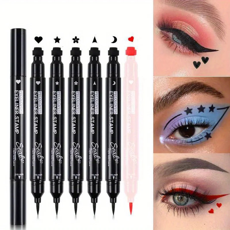 7 Styles Eyeliner Stamp Pen Red Black Liquid Eyeliner Pen Double-ended Lazy Eye Liner Pencil Fast Drying Waterproof Eye Makeup 240625
