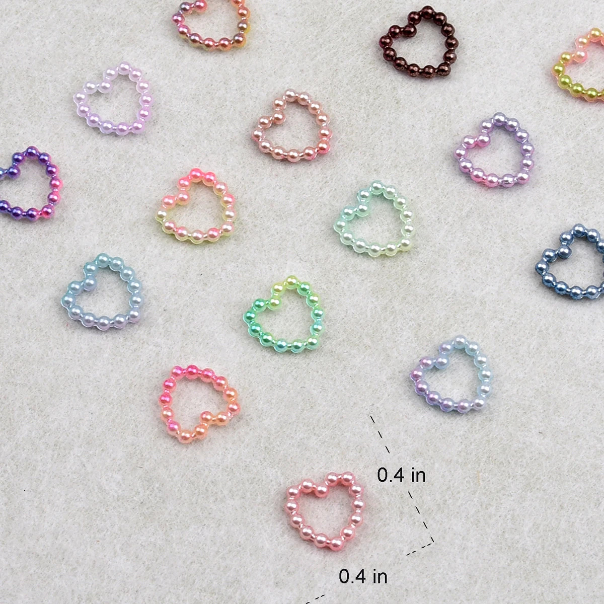 100 pieces of white purple pink heart-shaped pearl nail decoration with hollow charm loose 3D nail art accessories for womens nails NJ23911-6 240625